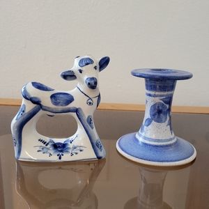Ceramic set - candle holder & ornament